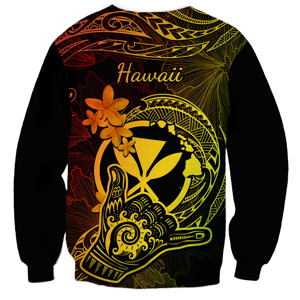 Hawaii Sweatshirt Shaka Tattoo Mix Polynesian Plumeria Reggae Version LT14 - Polynesian Pride