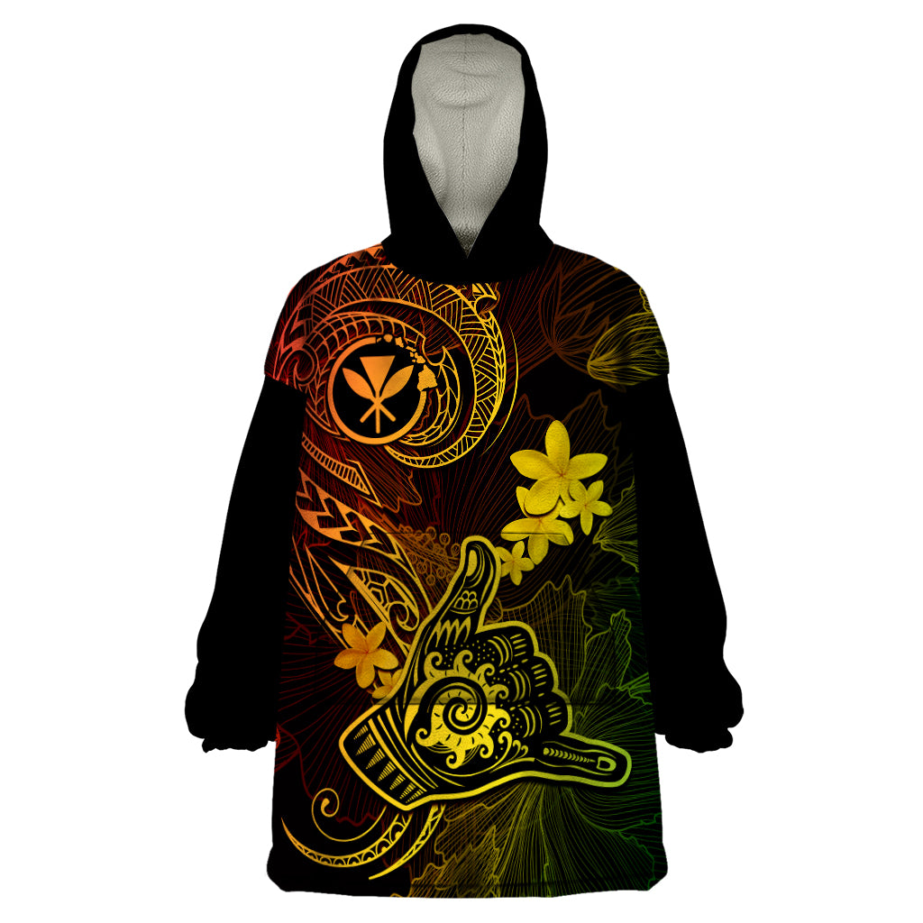 Hawaii Wearable Blanket Hoodie Shaka Tattoo Mix Polynesian Plumeria Reggae Version LT14 One Size Reggae - Polynesian Pride