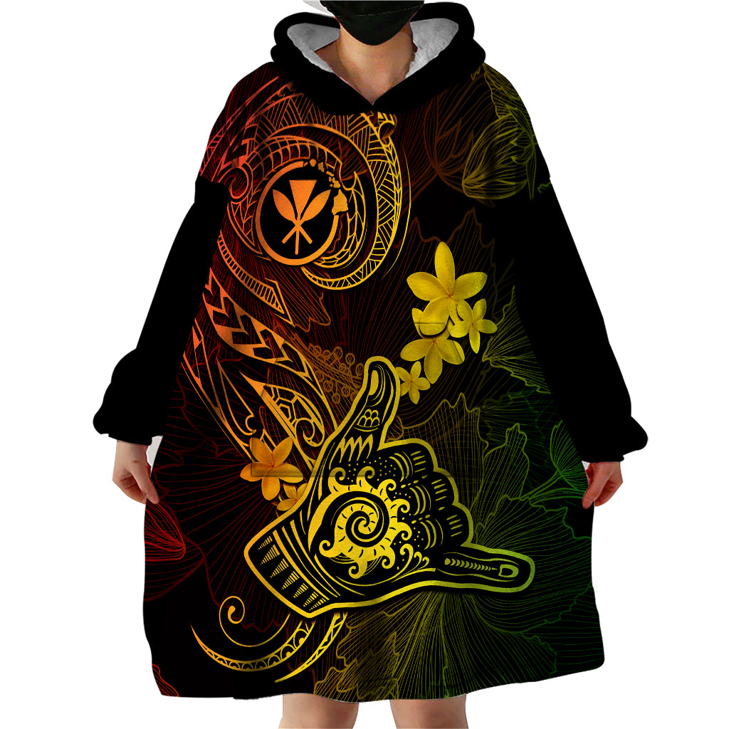 Hawaii Wearable Blanket Hoodie Shaka Tattoo Mix Polynesian Plumeria Reggae Version LT14 - Polynesian Pride