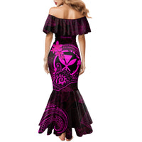 hawaii-family-matching-mermaid-dress-and-hawaiian-shirt-shaka-tattoo-mix-polynesian-plumeria-pink-version