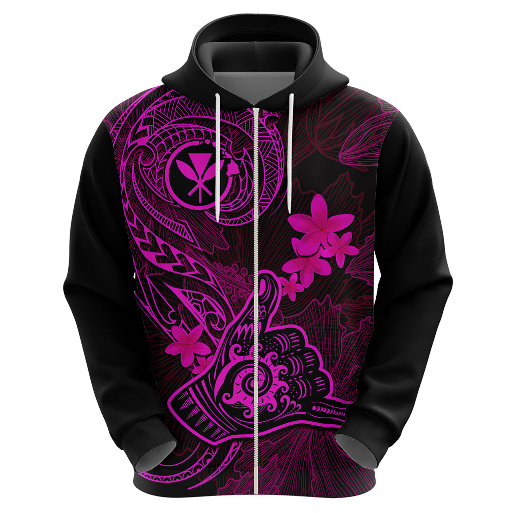 Hawaii Hoodie Shaka Tattoo Mix Polynesian Plumeria Pink Version LT14 - Polynesian Pride