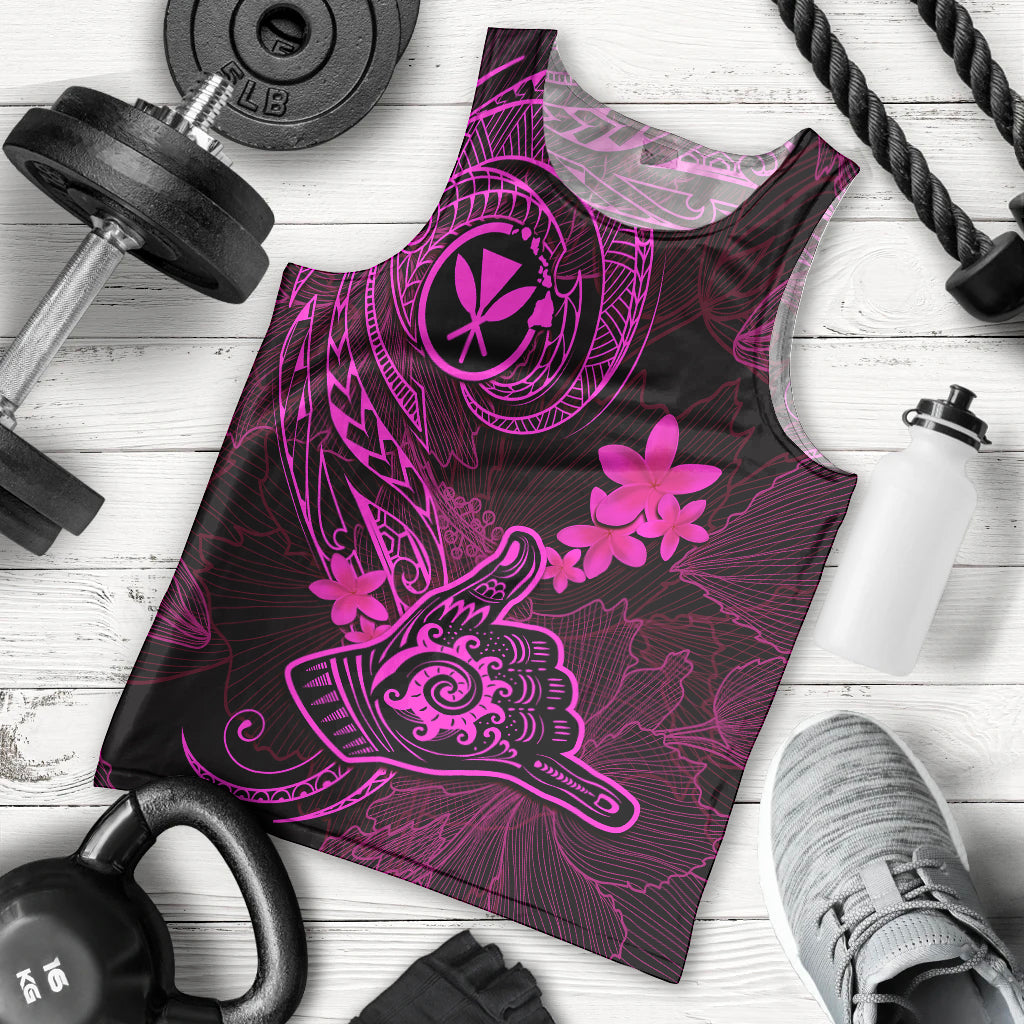 Hawaii Men Tank Top Shaka Tattoo Mix Polynesian Plumeria Pink Version LT14 Pink - Polynesian Pride