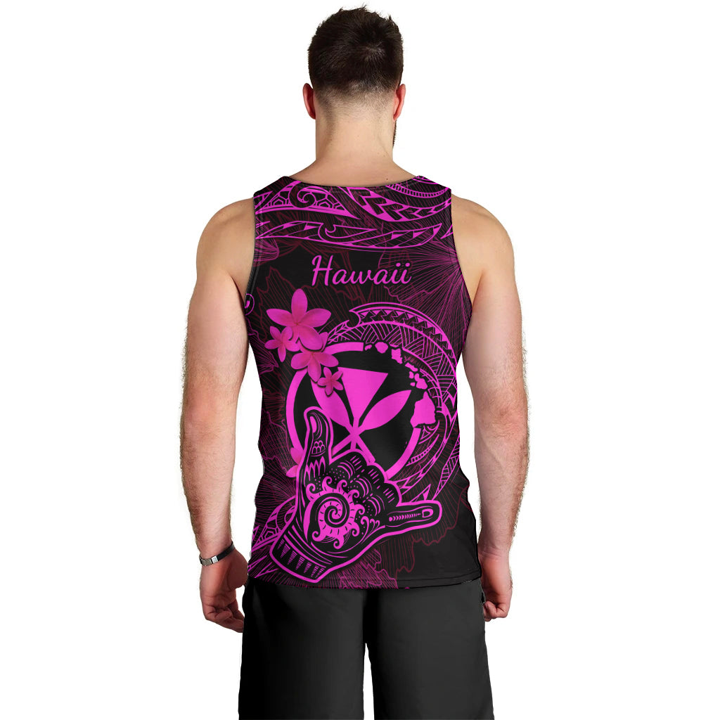 Hawaii Men Tank Top Shaka Tattoo Mix Polynesian Plumeria Pink Version LT14 - Polynesian Pride