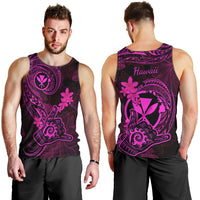 Hawaii Men Tank Top Shaka Tattoo Mix Polynesian Plumeria Pink Version LT14 - Polynesian Pride