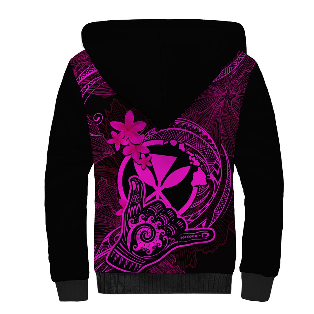 Hawaii Sherpa Hoodie Shaka Tattoo Mix Polynesian Plumeria Pink Version LT14 - Polynesian Pride