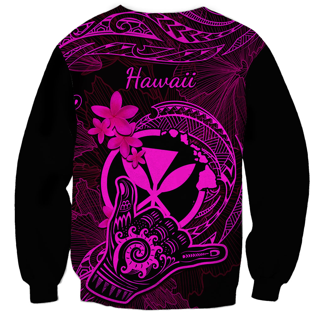 Hawaii Sweatshirt Shaka Tattoo Mix Polynesian Plumeria Pink Version LT14 - Polynesian Pride