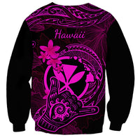 Hawaii Sweatshirt Shaka Tattoo Mix Polynesian Plumeria Pink Version LT14 - Polynesian Pride