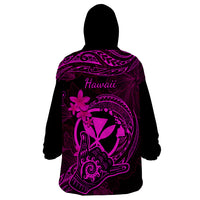 Hawaii Wearable Blanket Hoodie Shaka Tattoo Mix Polynesian Plumeria Pink Version LT14 - Polynesian Pride