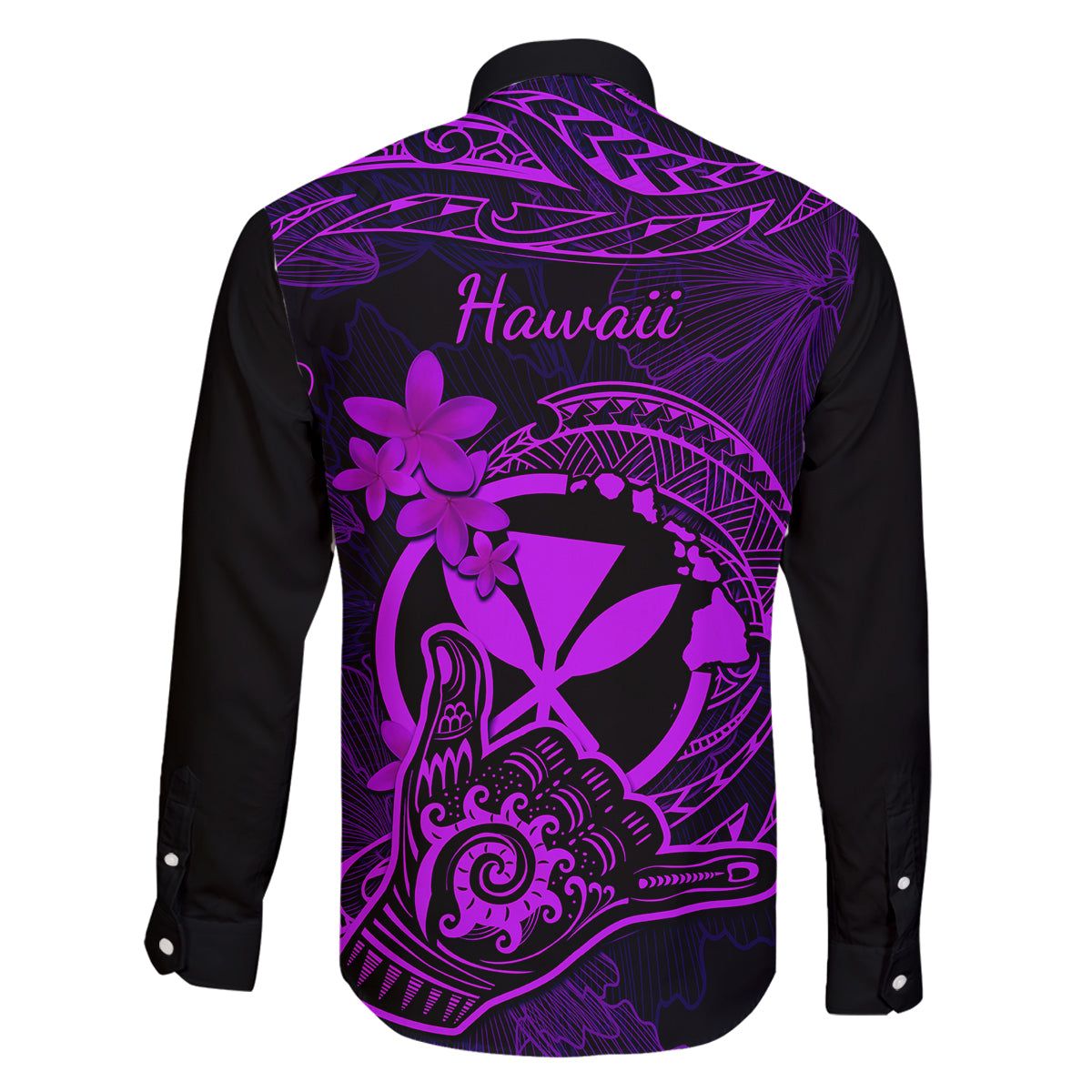 hawaii-family-matching-mermaid-dress-and-hawaiian-shirt-shaka-tattoo-mix-polynesian-plumeria-purple-version