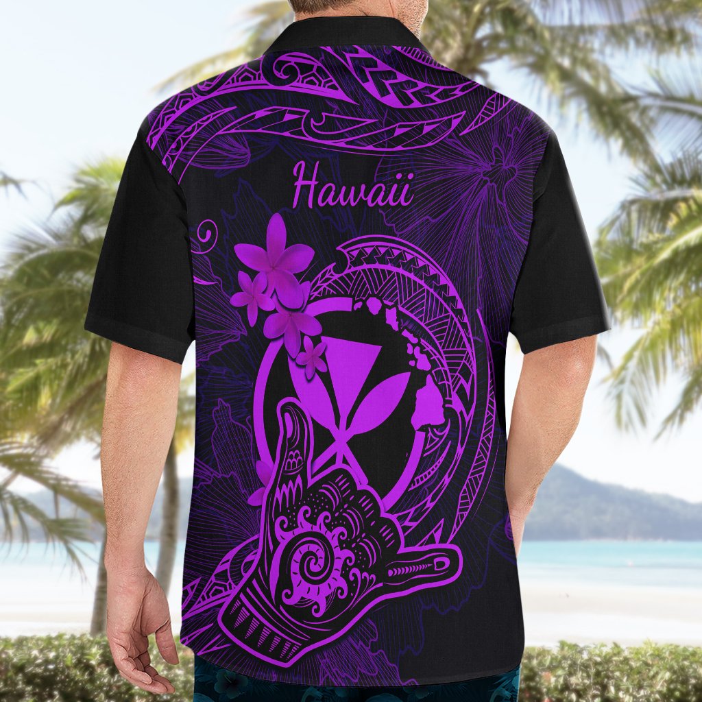Hawaii Hawaiian Shirt Shaka Tattoo Mix Polynesian Plumeria Purple Version LT14 - Polynesian Pride