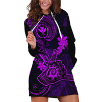 Hawaii Hoodie Dress Shaka Tattoo Mix Polynesian Plumeria Purple Version LT14 Purple - Polynesian Pride