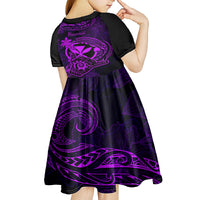 Hawaii Kid Short Sleeve Dress Shaka Tattoo Mix Polynesian Plumeria Purple Version LT14 - Polynesian Pride