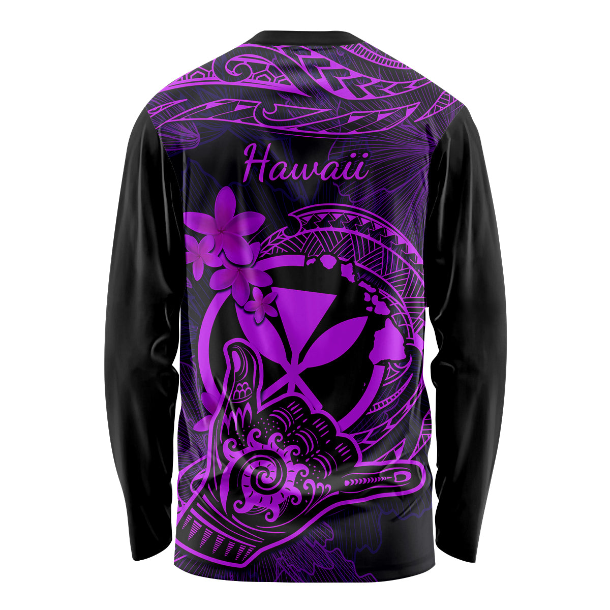 Hawaii Long Sleeve Shirt Shaka Tattoo Mix Polynesian Plumeria Purple Version LT14 - Polynesian Pride