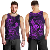 Hawaii Men Tank Top Shaka Tattoo Mix Polynesian Plumeria Purple Version LT14 - Polynesian Pride