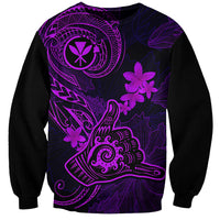 Hawaii Sweatshirt Shaka Tattoo Mix Polynesian Plumeria Purple Version LT14 Unisex Purple - Polynesian Pride