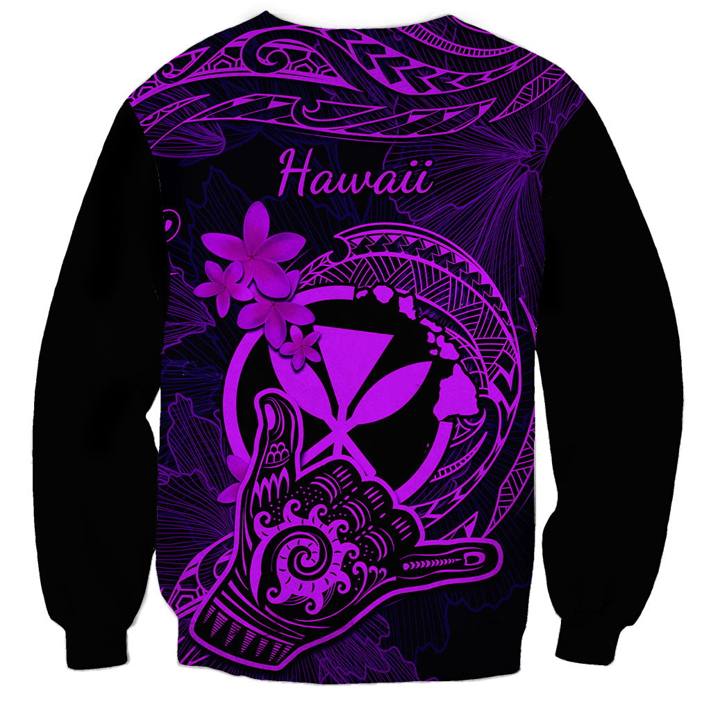 Hawaii Sweatshirt Shaka Tattoo Mix Polynesian Plumeria Purple Version LT14 - Polynesian Pride