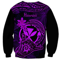 Hawaii Sweatshirt Shaka Tattoo Mix Polynesian Plumeria Purple Version LT14 - Polynesian Pride