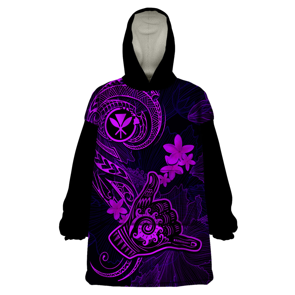 Hawaii Wearable Blanket Hoodie Shaka Tattoo Mix Polynesian Plumeria Purple Version LT14 One Size Purple - Polynesian Pride