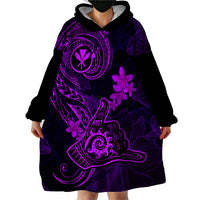 Hawaii Wearable Blanket Hoodie Shaka Tattoo Mix Polynesian Plumeria Purple Version LT14 - Polynesian Pride
