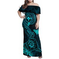hawaii-family-matching-off-shoulder-maxi-dress-and-hawaiian-shirt-shaka-tattoo-mix-polynesian-plumeria-turquoise-version