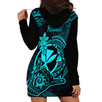 Hawaii Hoodie Dress Shaka Tattoo Mix Polynesian Plumeria Turquoise Version LT14 - Polynesian Pride