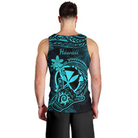 Hawaii Men Tank Top Shaka Tattoo Mix Polynesian Plumeria Turquoise Version LT14 - Polynesian Pride