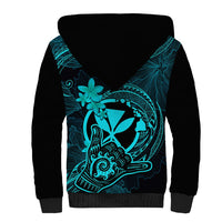 Hawaii Sherpa Hoodie Shaka Tattoo Mix Polynesian Plumeria Turquoise Version LT14 - Polynesian Pride