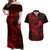 hawaii-couples-matching-off-shoulder-maxi-dress-and-hawaiian-shirt-shaka-tattoo-mix-polynesian-plumeria-red-version