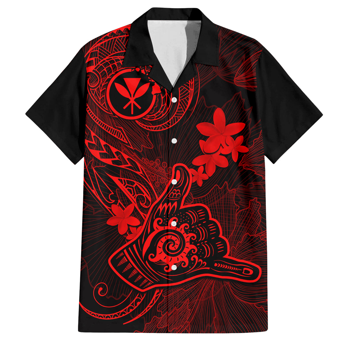 Hawaii Family Matching Long Sleeve Bodycon Dress and Hawaiian Shirt Shaka Tattoo Mix Polynesian Plumeria Red Version LT14 Dad's Shirt - Short Sleeve Red - Polynesian Pride