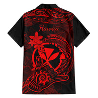 Hawaii Family Matching Long Sleeve Bodycon Dress and Hawaiian Shirt Shaka Tattoo Mix Polynesian Plumeria Red Version LT14 - Polynesian Pride
