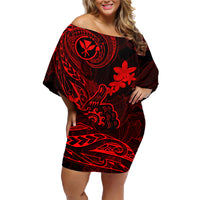 hawaii-family-matching-off-shoulder-short-dress-and-hawaiian-shirt-shaka-tattoo-mix-polynesian-plumeria-red-version