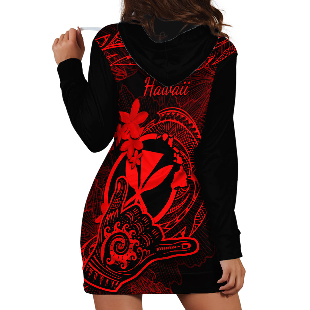 Hawaii Hoodie Dress Shaka Tattoo Mix Polynesian Plumeria Red Version LT14 - Polynesian Pride