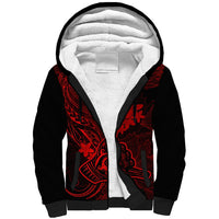 Hawaii Sherpa Hoodie Shaka Tattoo Mix Polynesian Plumeria Red Version LT14 Unisex Red - Polynesian Pride