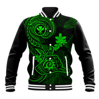 Hawaii Baseball Jacket Shaka Tattoo Mix Polynesian Plumeria Green Version LT14 Unisex Green - Polynesian Pride