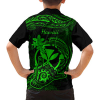 Hawaii Family Matching Mermaid Dress and Hawaiian Shirt Shaka Tattoo Mix Polynesian Plumeria Green Version LT14 - Polynesian Pride