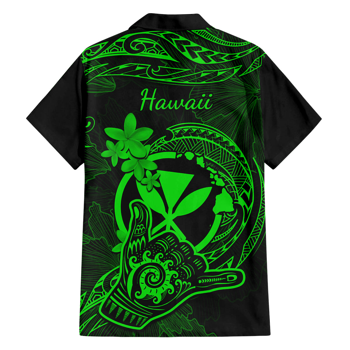 Hawaii Family Matching Mermaid Dress and Hawaiian Shirt Shaka Tattoo Mix Polynesian Plumeria Green Version LT14 - Polynesian Pride