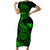 hawaii-family-matching-short-sleeve-bodycon-dress-and-hawaiian-shirt-shaka-tattoo-mix-polynesian-plumeria-green-version