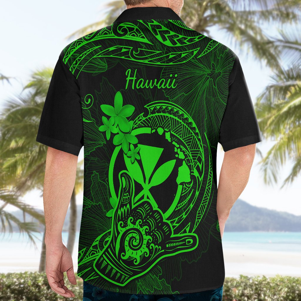 Hawaii Hawaiian Shirt Shaka Tattoo Mix Polynesian Plumeria Green Version LT14 - Polynesian Pride