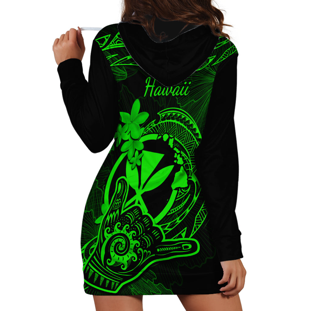 Hawaii Hoodie Dress Shaka Tattoo Mix Polynesian Plumeria Green Version LT14 - Polynesian Pride