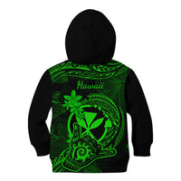Hawaii Kid Hoodie Shaka Tattoo Mix Polynesian Plumeria Green Version LT14 - Polynesian Pride