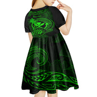 Hawaii Kid Short Sleeve Dress Shaka Tattoo Mix Polynesian Plumeria Green Version LT14 - Polynesian Pride