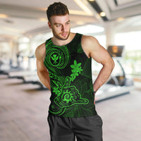Hawaii Men Tank Top Shaka Tattoo Mix Polynesian Plumeria Green Version LT14 - Polynesian Pride