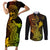 hawaii-couples-matching-short-sleeve-bodycon-dress-and-long-sleeve-button-shirts-hammerhead-shark-tattoo-mix-polynesian-plumeria-reggae-version