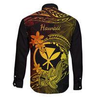 Hawaii Family Matching Long Sleeve Bodycon Dress and Hawaiian Shirt Hammerhead Shark Tattoo Mix Polynesian Plumeria Reggae Version LT14 - Polynesian Pride