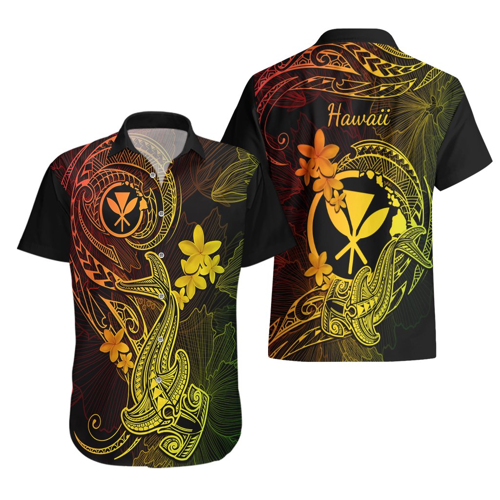 Hawaii Hawaiian Shirt Hammerhead Shark Tattoo Mix Polynesian Plumeria Reggae Version LT14 - Polynesian Pride