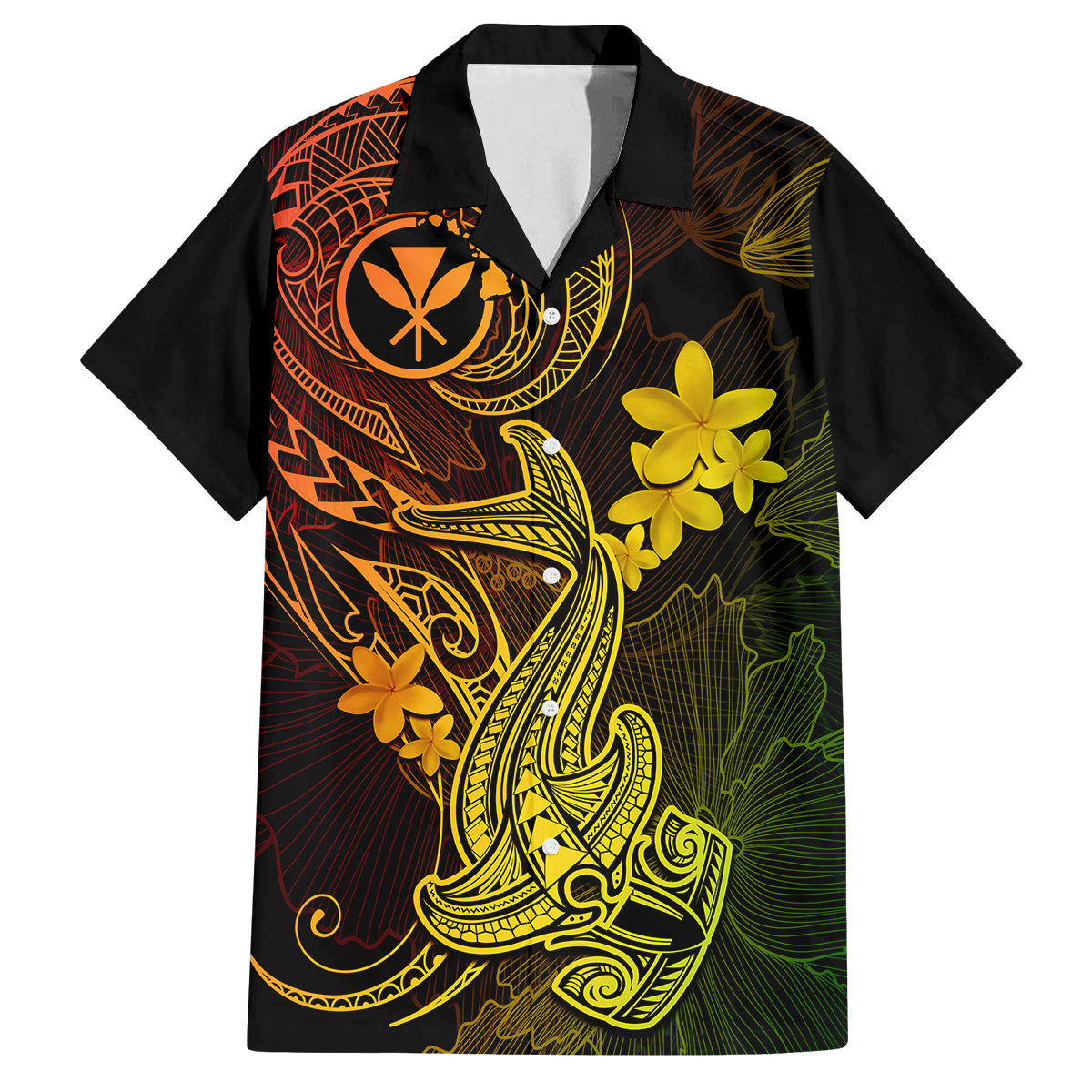 Hawaii Kid Hawaiian Shirt Hammerhead Shark Tattoo Mix Polynesian Plumeria Reggae Version LT14 Kid Reggae - Polynesian Pride