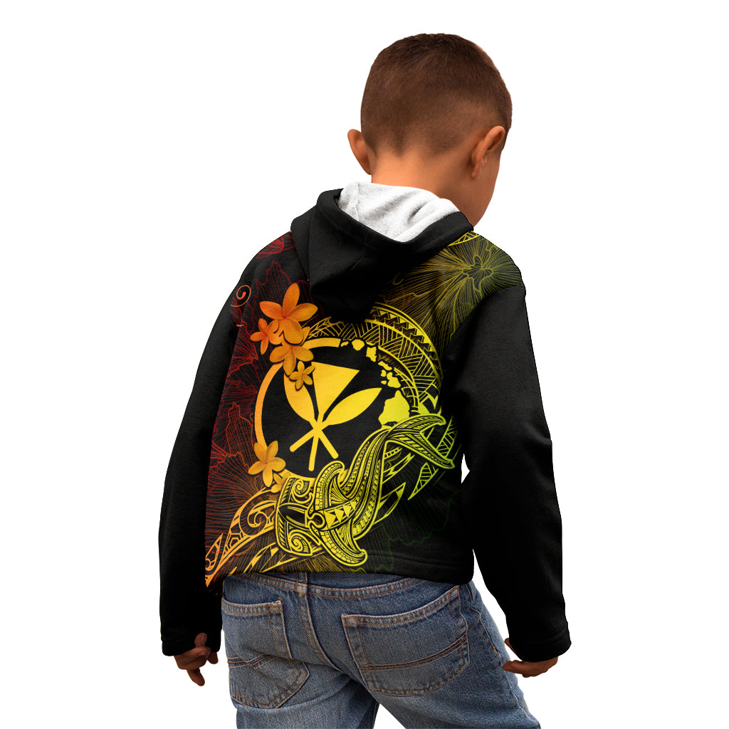 Hawaii Kid Hoodie Hammerhead Shark Tattoo Mix Polynesian Plumeria Reggae Version LT14 - Polynesian Pride