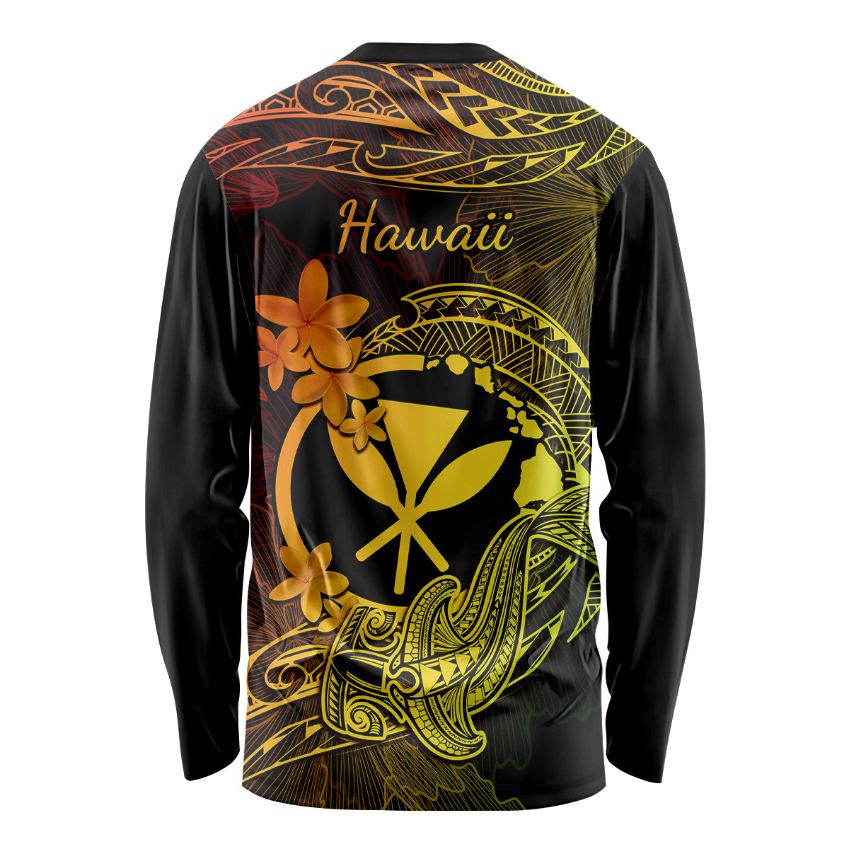 Hawaii Long Sleeve Shirt Hammerhead Shark Tattoo Mix Polynesian Plumeria Reggae Version LT14 - Polynesian Pride