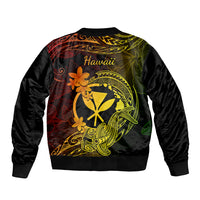 Hawaii Sleeve Zip Bomber Jacket Hammerhead Shark Tattoo Mix Polynesian Plumeria Reggae Version LT14 - Polynesian Pride
