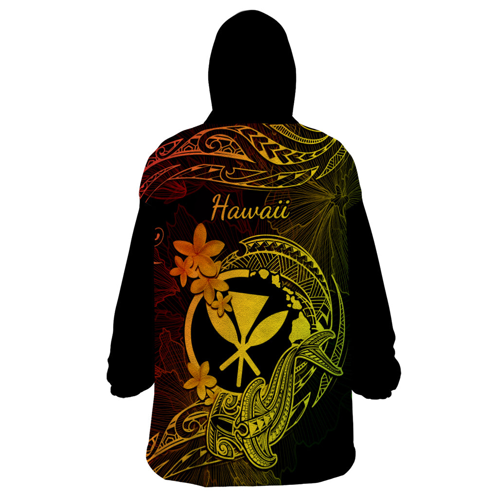 Hawaii Wearable Blanket Hoodie Hammerhead Shark Tattoo Mix Polynesian Plumeria Reggae Version LT14 - Polynesian Pride